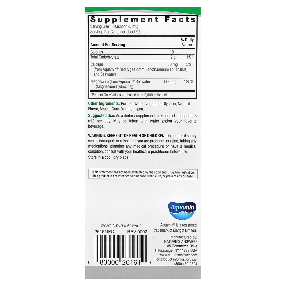 Nature's Answer, магний на основе морского происхождения, со вкусом ванильного крема, 480 мл (16 жидк. унций)