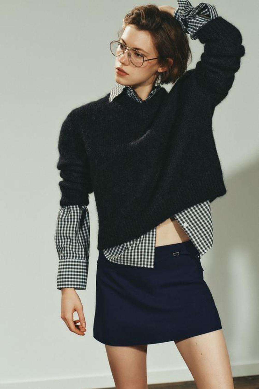 ZARA ЮБКА-ШОРТЫ С РЕМНЕМ, МОРСКОЙ ТЕМНО-СИНИЙ