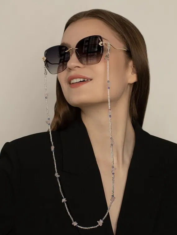 Цепочка для очков "Бусинки", цвет розово-голубой, 70 см