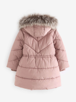 Пальто стеганое утепленное с капюшоном для девочки Next Q81-857, Розовый
