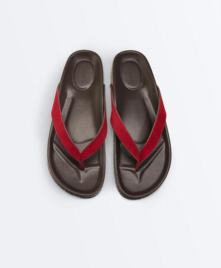 OYSHO Кожаные сандалии, красный