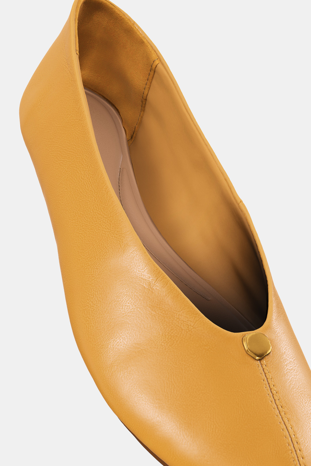 ZARA КОЖАНЫЕ БАЛЕТКИ С МЕТАЛЛИЧЕСКОЙ ДЕТАЛЬЮ, КАРАМЕЛЬНО-КОРИЧНЕВЫЙ