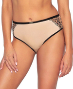 Трусики-слипы с изысканной вышивкой по бокам (Размер: XXXL) (Цвет: черный с бежевым)