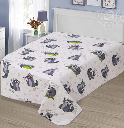 Покрывало детское стеганое из поплина 150*215 Енотики 2291/1 АРТПОСТЕЛЬ