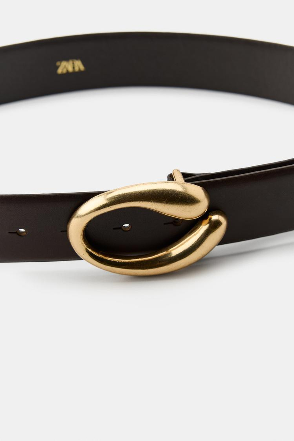 ZARA КОЖАНЫЙ РЕМЕНЬ С ОВАЛЬНОЙ ПРЯЖКОЙ, КОРИЧНЕВЫЙ