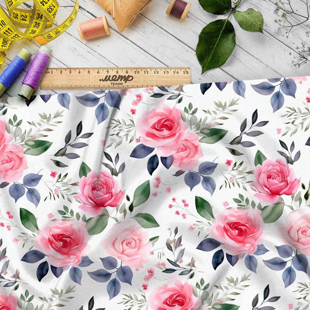 Ткань премиум таффета летний розарий