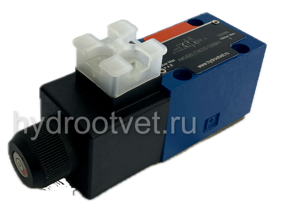 4WE6C61/CW220-50N9K4 - Гидрораспределитель золотниковый Ду 6 с электроуправлением, схема C (574), электроуправление W230, возврат - пружинный