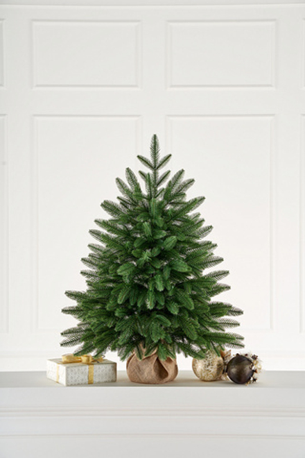 Ель настольная Романовская 0,9 м пенек+мешковина 100% Литые веточки МаксКристмас