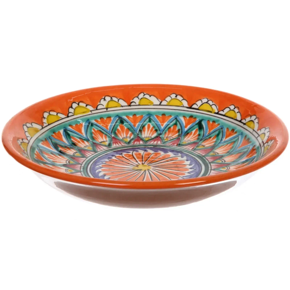 Тарелка глубокая 19*4см оранжевая Риштанская Керамика
