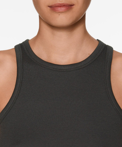 Oysho Топ на бретелях в рубчик, антрацитовый