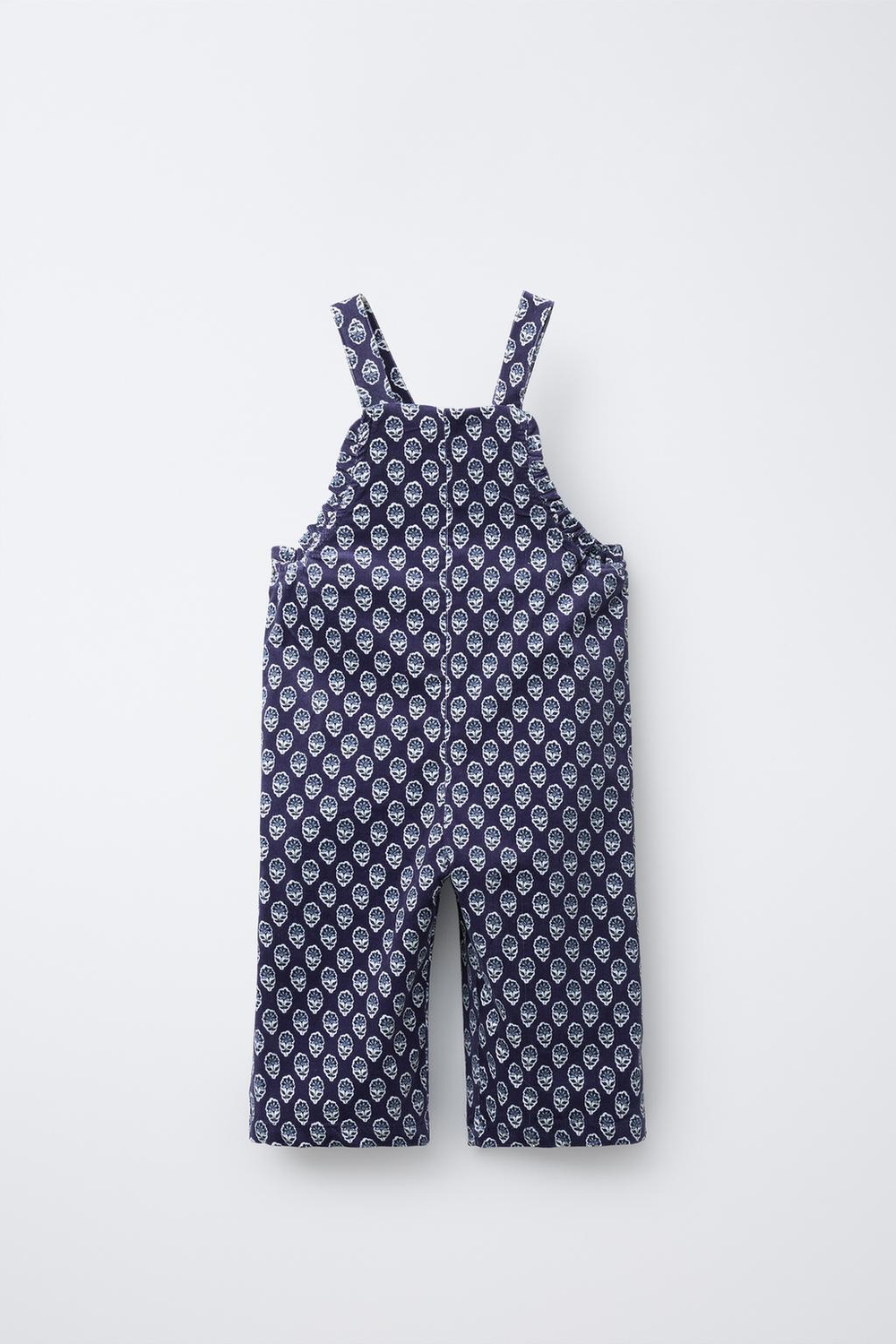 ZARA ДЛИННЫЙ ВЕЛЬВЕТОВЫЙ КОМБИНЕЗОН С ЦВЕТОЧНЫМ ПРИНТОМ, СИНИЙ