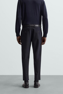 ZARA БРЮКИ ЧИНОС ИЗ КОМФОРТНОЙ РЕЛЬЕФНОЙ ТКАНИ, МОРСКОЙ ТЕМНО-СИНИЙ