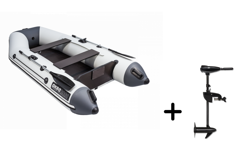 Аква-2900 СКК СЕРЫЙ/ГРАФИТ слань-книжка киль + BST 36 L (комплект лодка + электромотор)