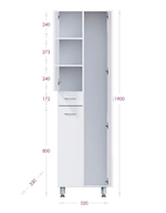 Пенал в ванную комнату с 1ящ. МОДЕРН 52.17 У (с корзиной) 520х326х1900
