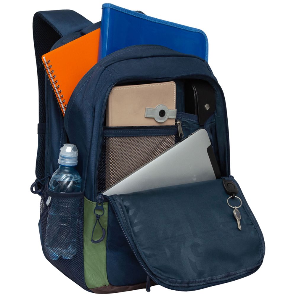 Рюкзак Grizzly, 31*42*22см, 2 отделения, 3 кармана, анатомическая спинка, темно-синий