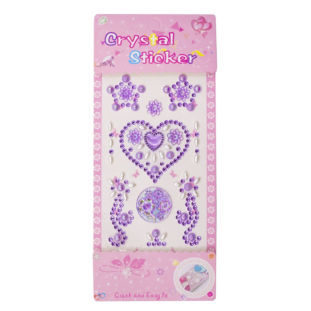Наклейки-стразы Alingar, акриловые, "Сердечки", сердечки, звездочки, узоры, пакет с европодвесом