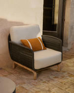 Уличное кресло Alipa из акации и веревки темно-серого цвета