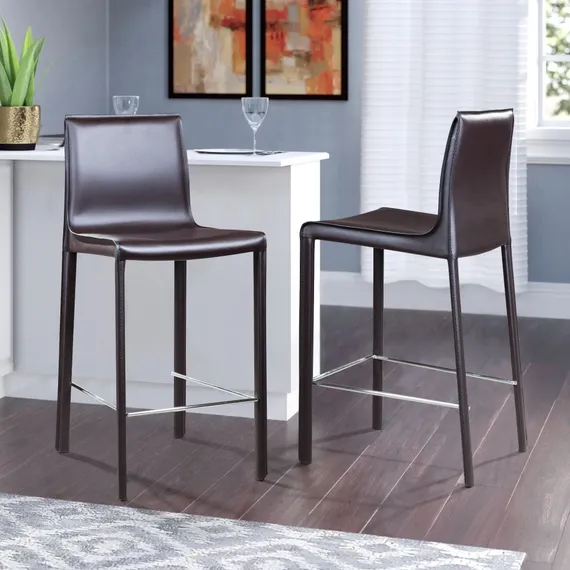 Полубарный стул Barrie 65 см коричневая кожа