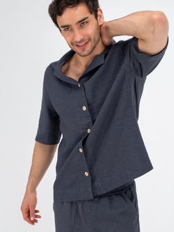 Костюм льняной с брюками. Графит