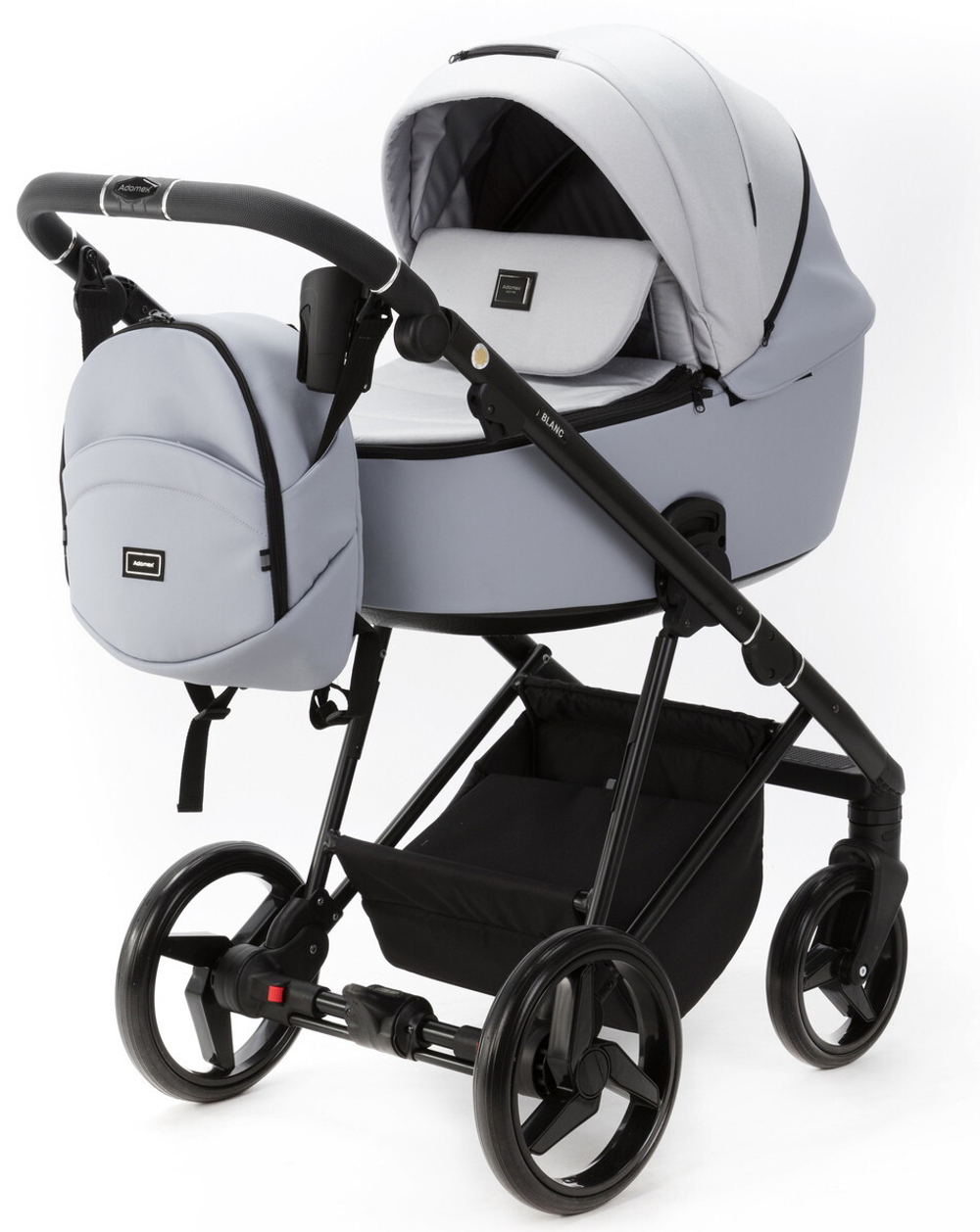 Детская коляска Adamex Blanc 3 в 1 BL-PS138 TIP (СВ.СЕРЫЙ+СВ.СЕРАЯ КОЖА)