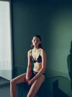 Massimo Dutti Топ-бралетт из смесового хлопка с кружевом, черный