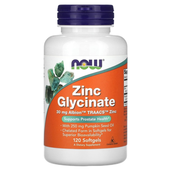 Now Foods Zinc Glycinate 30 mg 120 Softgels , Цинк Глицинат