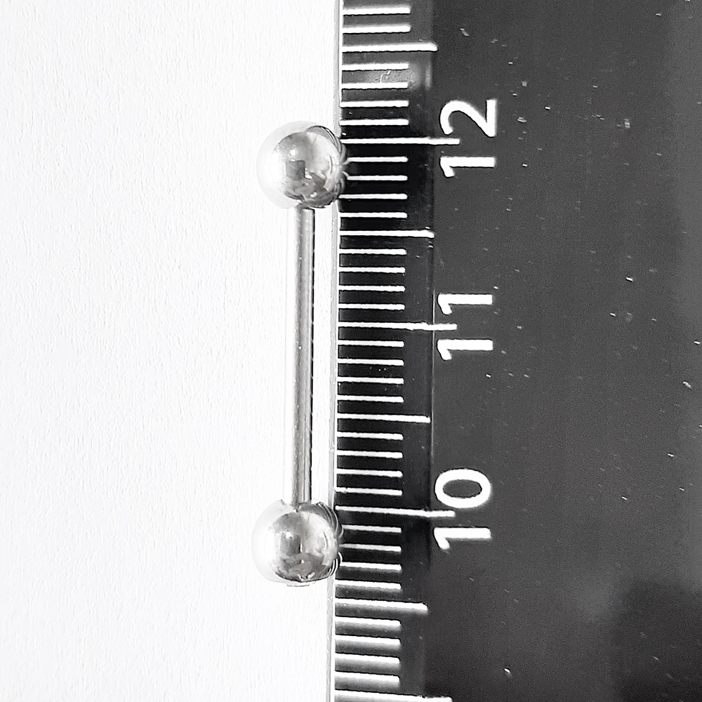 Пирсинг для языка. Штанга 1.6x16x5 мм шарик с кристаллом. Титан G23.