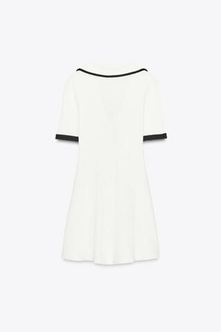 ZARA ПЛАТЬЕ В РУБЧИК С МЕТАЛЛИЧЕСКИМИ ПУГОВИЦАМИ, ЧЕРНЫЙ/БЕЛЫЙ