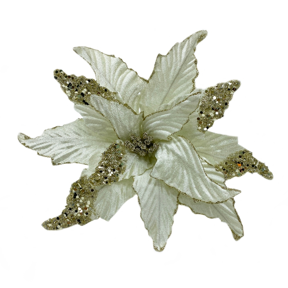 Пуансеттия на клипсе 24х28см House of seasons шампань