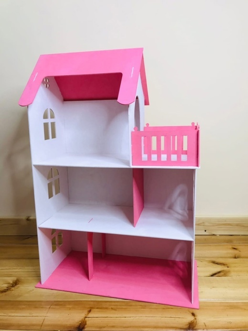 Домик для кукол 3-х этажный БОЛЬШОЙ ДЕРЕВЯННЫЙ окрашенный