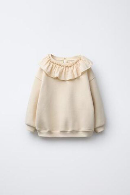 ZARA ТОЛСТОВКА С КРУГЛЫМ ВОРОТНИКОМ, ЭКРЮ