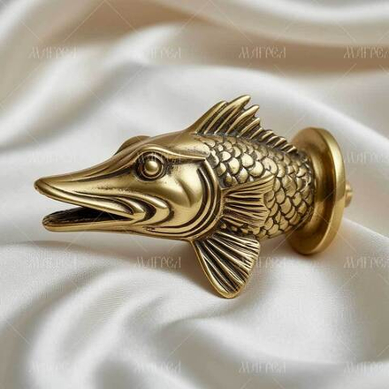 Ручка латунная мебельная кноб Щука