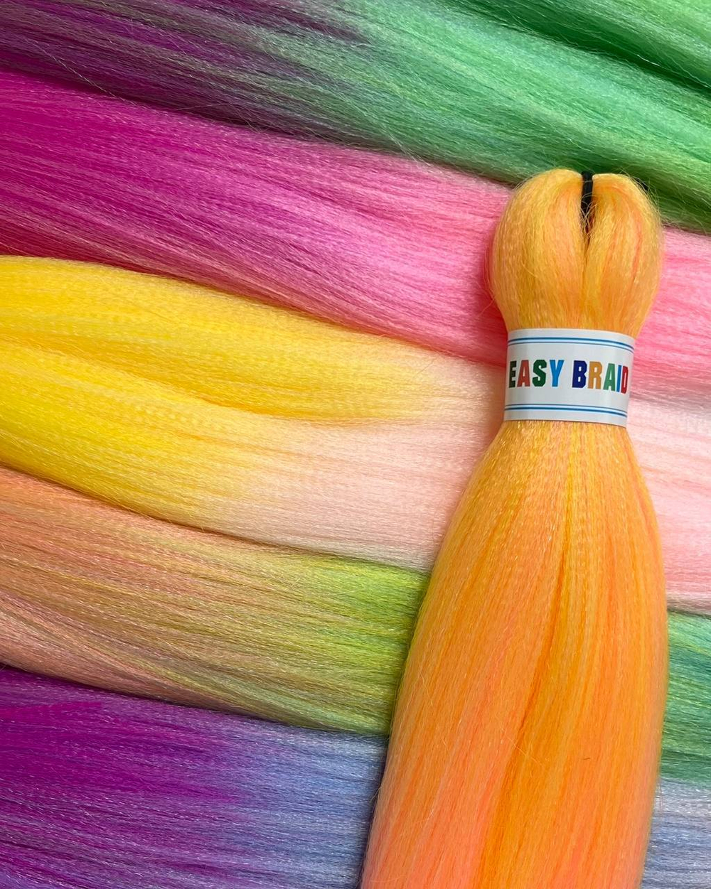 Канекалон M15 Easy Braid (искуственные волосы) 3 цветный: желтый/белый/светло-розовый