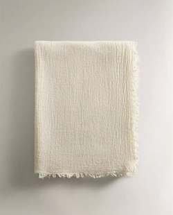 ZARA HOME ПЛЕД ИЗ СМЕСОВОЙ ШЕРСТИ, СЕРЫЙ