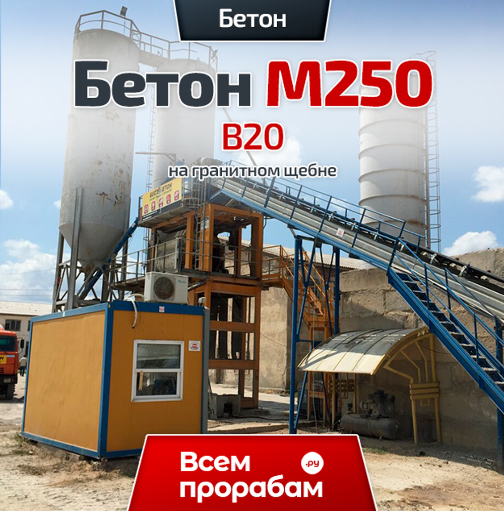 Бетон М250 B20 на гранитном щебне