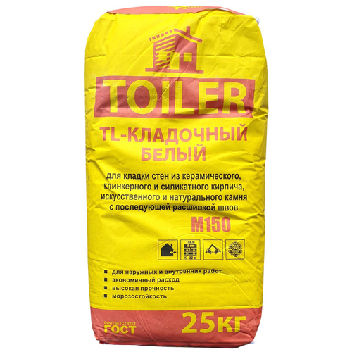 Смесь кладочная TOILER TL М-150 цементно-песчаная БЕЛАЯ 25кг