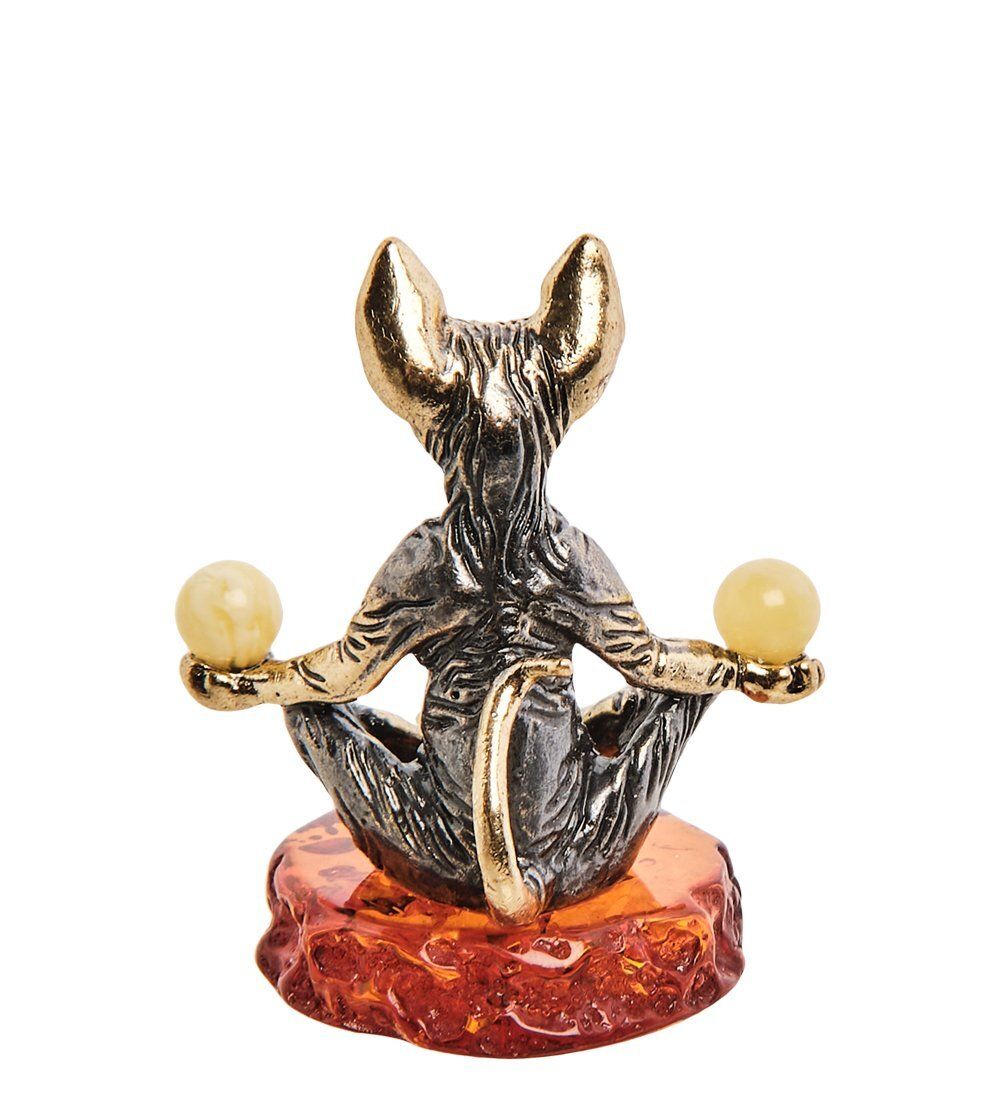 Народные промыслы AM-3072 Фигурка «Кот Йог» (латунь, янтарь)