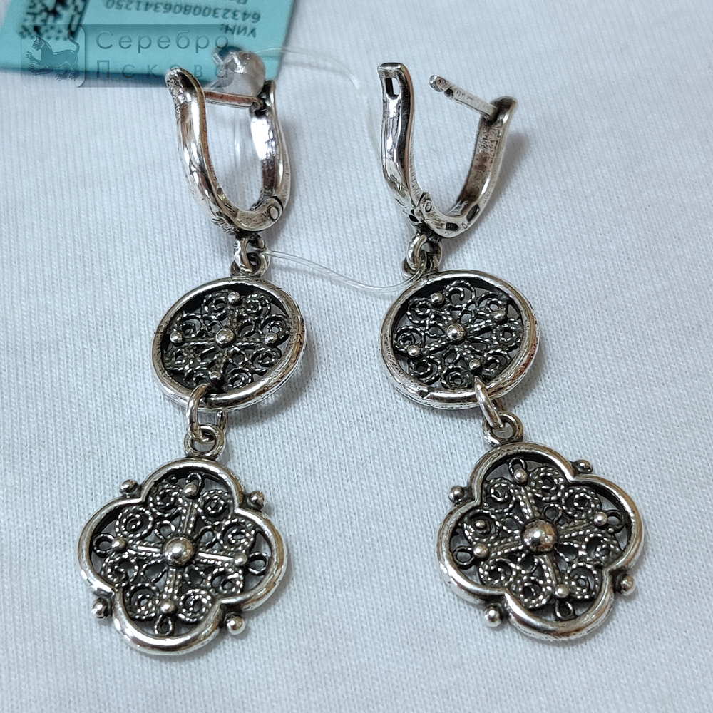 Серьги "Ольгин крест" двойные