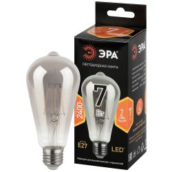 Лампа светодиодная ЭРА F-LED ST64-7W-824-E27 smoky 7Вт филамент дымчатая теплый белый свет Е27