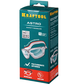 KRAFTOOL ASTRO, открытого типа, солнцезащитная линза с антибликовым покрытием, защитные очки с непрямой вентиляцией (11009)