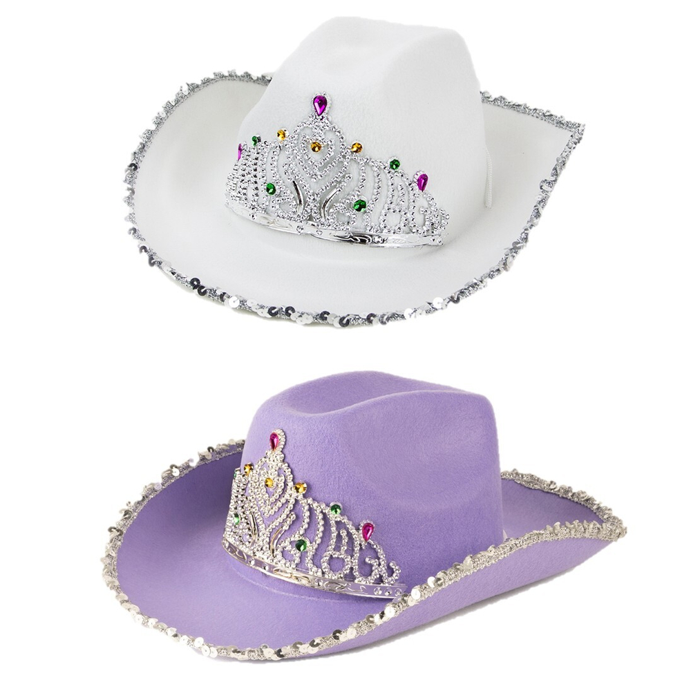 Шляпа «Country Glamour» с пайетками и короной, фетр, размер 56–58