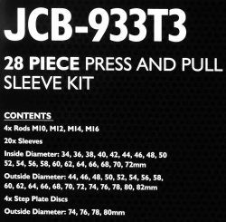 Набор инструментов для замены сайлентблоков, втулок и подшипников 28пр. JCB JCB-933T3