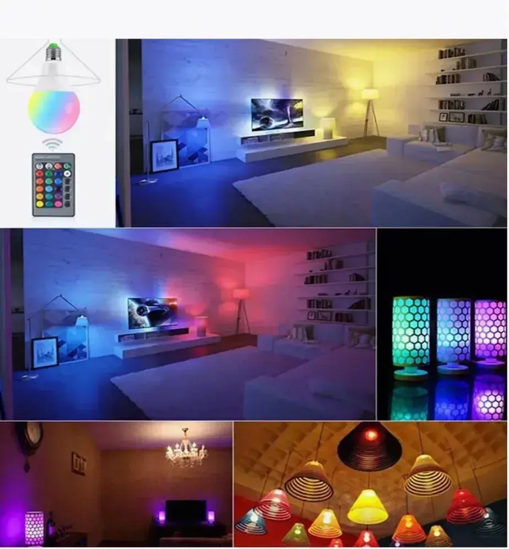 Лампочка светодиодная е27 / умная RGB с пультом управления /9Вт с регулируемой яркостью/16 цветов