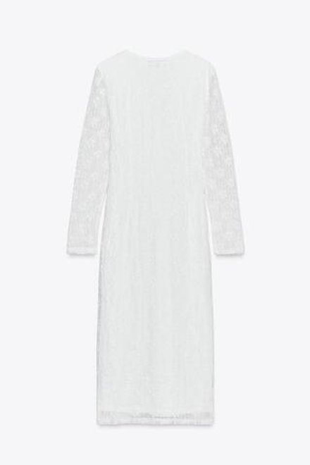 ZARA ПЛАТЬЕ МИДИ КРЮШЕ, БЕЛЫЙ