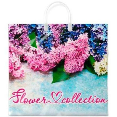 Пакет с пластиковой ручкой ПВД 38х35 (90 мкм) "Май" лам. (10/100 шт.) Интерпак