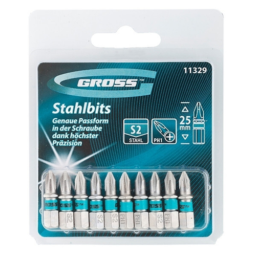 Бита РН1 х 25, сталь S2, 10 шт. Gross, 11329