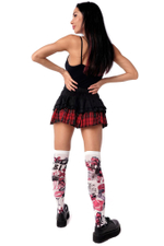 Белые гольфы с малиново-черным принтом (Цвет: белый)