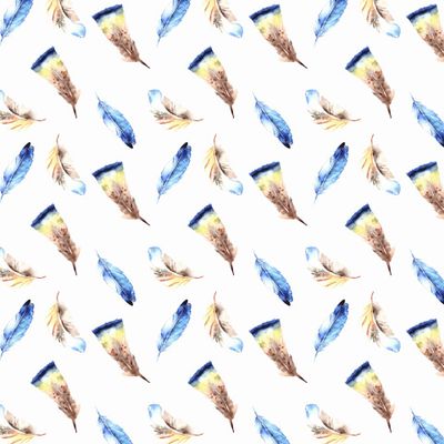 Разноцветные перья, акварельная иллюстрация