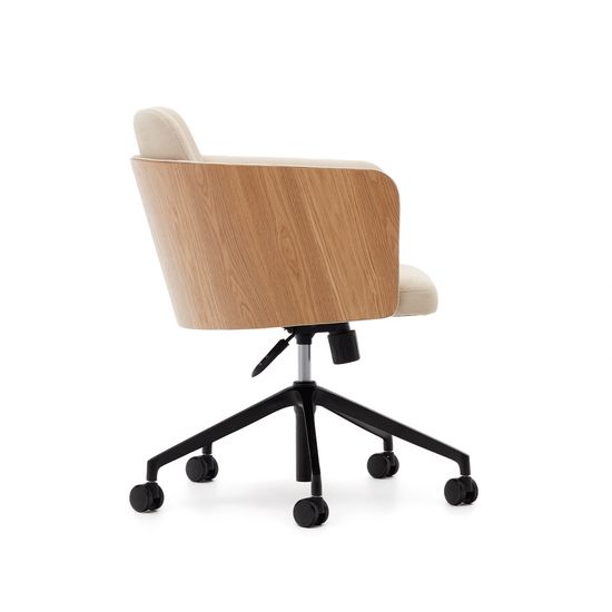 Madai Офисный стул из бежевой синели и ясеневого шпона с натуральной отделкой