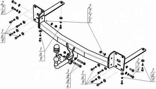 Фаркоп с эл-кой Smart для Volkswagen Teramont 2018- н.в. (оцинкованный шар)(паспорт и сертификат в комплекте) 92708-A.Motodor